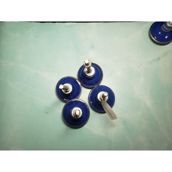 Ceramic Drawer Pull Knobs Round Blue Gold SET of 13 Pcs w Screws *READ* GUC - Picture 6 of 10